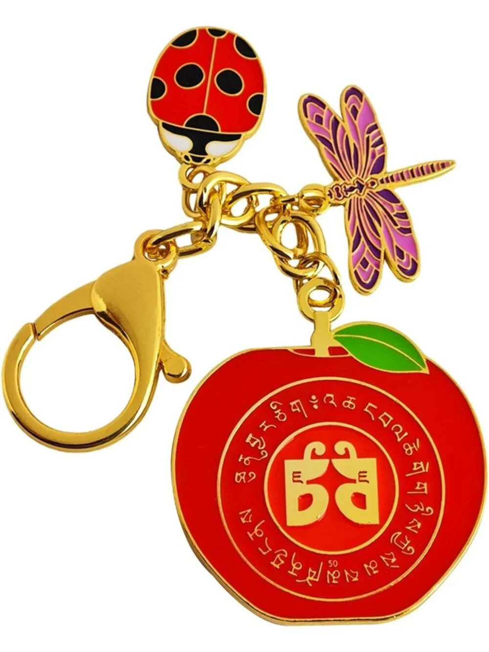 Feng Shui Harmony Keychain - Red Dragonfly & Ladybug Charm for Good Luck